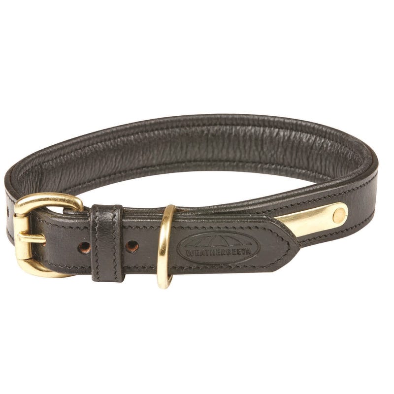 An image of WeatherBeeta Padded Leather Dog Collar Black - Small