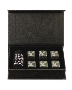 The Just Slate Engraved Whiskey Stones - Set of 6