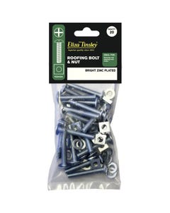 Eliza Tinsley Bright Zinc Plated Roofing Bolt & Nut M6 x 100mm - Pack of 20