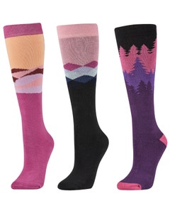 Dublin Adults Red Violet Sunset Riding Socks - Pack of 3 - Red Violet
