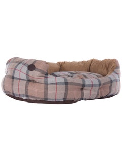 Barbour Taupe/Pink Tartan Luxury Dog Bed - 35"