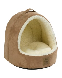 House of Paws Faux Suede & Sheepskin Hooded Cat Bed
