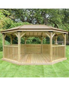 Forest Garden Premium Oval Gazebo With Traditional Timber Roof 5.1m - Assembled